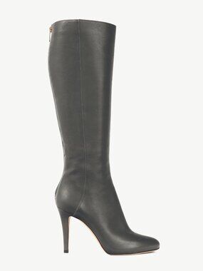 Jimmy Choo Glory Grey Leather Heeled Knee-High Boots